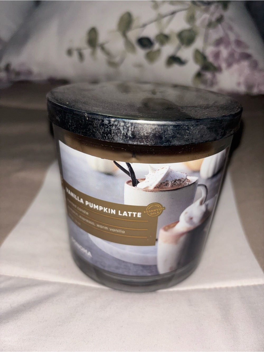 Sonoma Vanilla Pumpkin Latte Candle in Brown and Silver